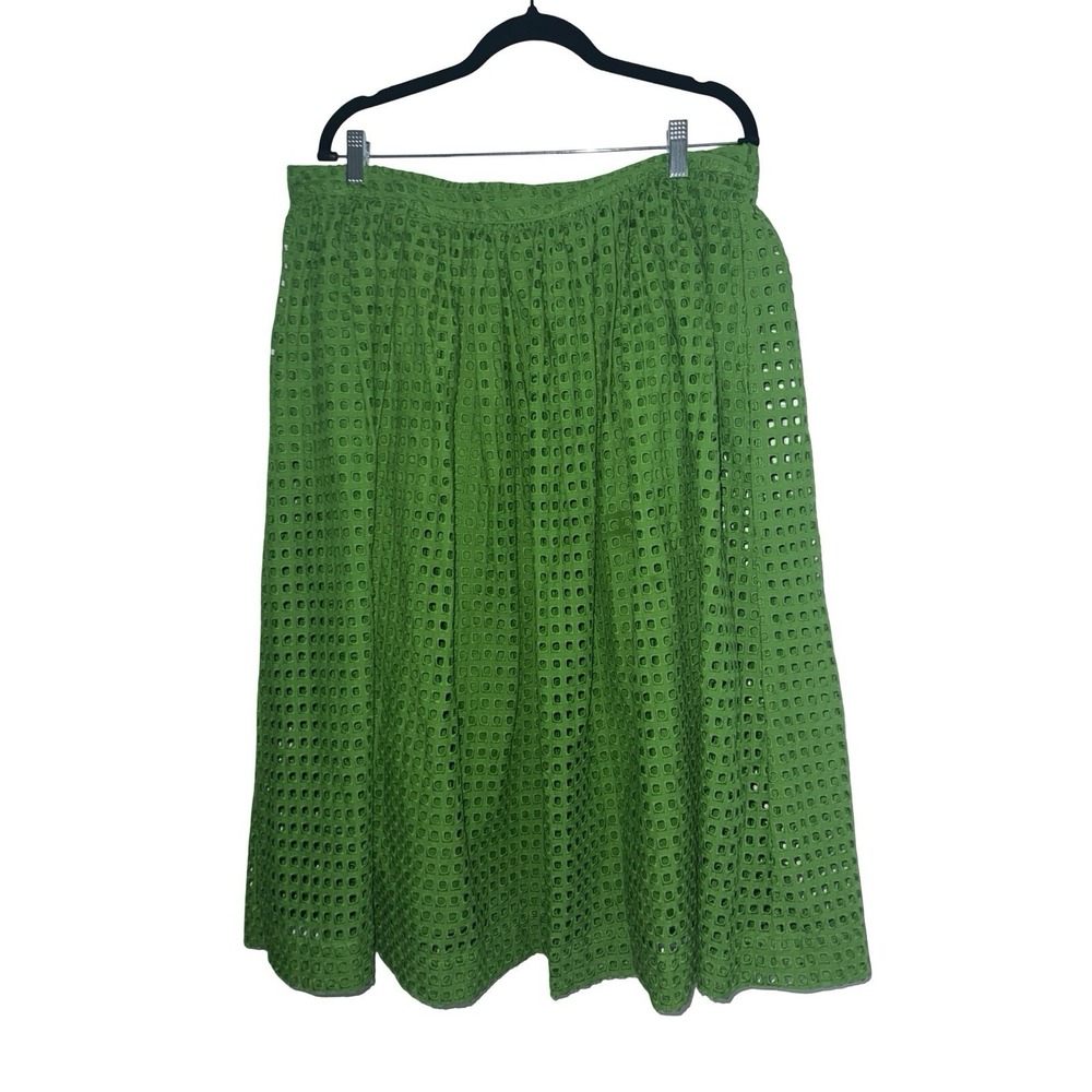 kate spade Green Eyelet A-Line Midi Skirt